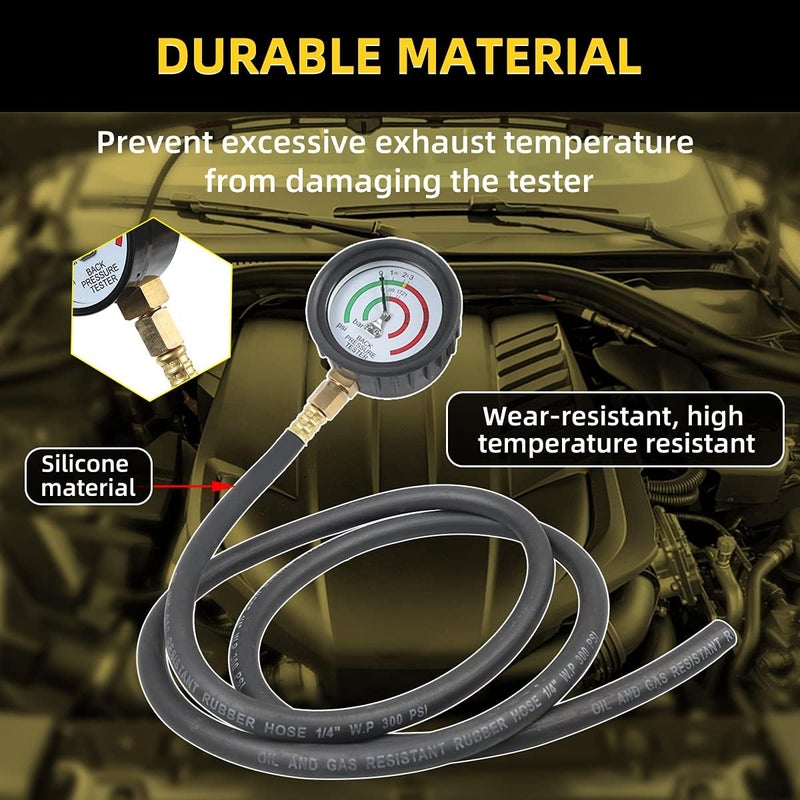 CMTOOL Exhaust Back Pressure Tester Kit with Carton Packaging, Professional Car Exhaust Back Pressure Gauge with 6-Foot Hose, with Adapter & Hose Clamp - Image 5